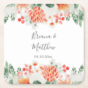 Moderne waterverf wilde bloemen trendy bloemstuk kartonnen onderzetters