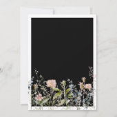 Moderne Waterverf wilde bloemen - Zwarte bruiloft Kaart (Achterkant)