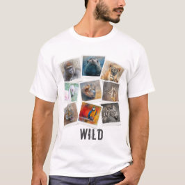 Moderne Waterverf Wilde Dier Fotolijst Collage T-shirt