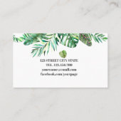 Moderne Waterverf wilde tropische bladeren groen Visitekaartje (Achterkant)