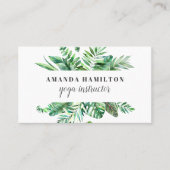 Moderne Waterverf wilde tropische bladeren groen Visitekaartje (Voorkant)