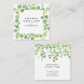 Moderne Waterverf wilde weide groen loof Vierkante Visitekaartje (Voorkant / Achterkant)