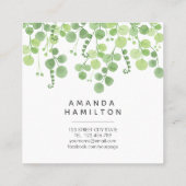 Moderne Waterverf wilde weide groen loof Vierkante Visitekaartje (Achterkant)