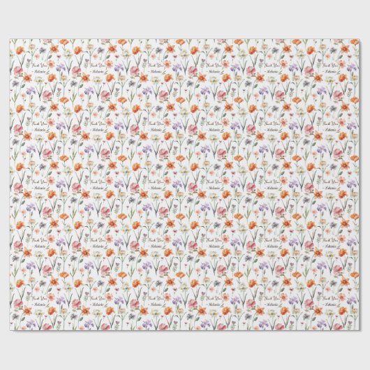 Moderne Waterverf Wildflower bloemenpatroon Cadeaupapier (Vlak)
