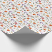 Moderne Waterverf Wildflower bloemenpatroon Cadeaupapier (Hoek)