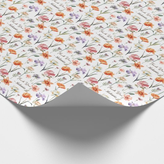 Moderne Waterverf Wildflower bloemenpatroon Cadeaupapier (Hoek)