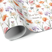 Moderne Waterverf Wildflower bloemenpatroon Cadeaupapier (Rol Hoek)