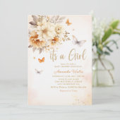 Moderne Waterverf Wildflower Boho Meisje Baby show Kaart (Staand voorkant)