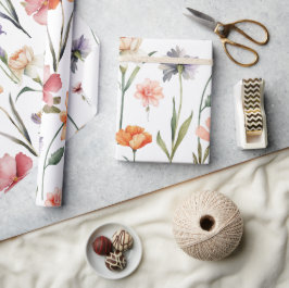 Moderne Waterverf Wildflower Botanische Bloemen Cadeaupapier