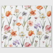 Moderne Waterverf Wildflower Botanische Bloemen Cadeaupapier (Vlak)