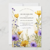 Moderne Waterverf Wildflower Elegant Bruiloft Kaart (Voorkant)