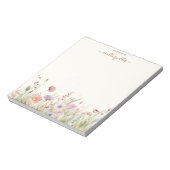 Moderne Waterverf Wildflower Meadow gepersonalisee Notitieblok (Linkerzijde)