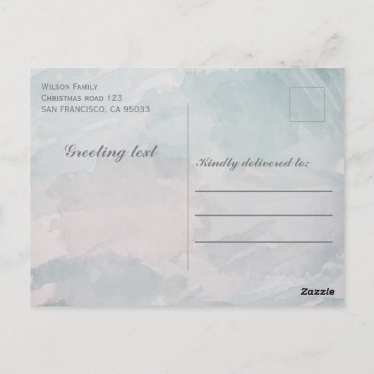 Moderne Waterverf winter Briefkaart (Achterkant)