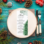 Moderne Waterverf Winter Natuur Groene bomen Menu<br><div class="desc">Modern Watercolor Winter Nature Green Trees</div>