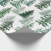 Moderne Waterverf Winter Pine Tree Christmas Cadeaupapier (Hoek)