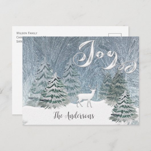 Moderne Waterverf winter scène joy Briefkaart (Voorkant / Achterkant)