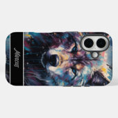 Moderne Waterverf Winter Wolf  naam Case-Mate iPhone Case (Achterkant (horizontaal))