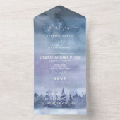 Moderne Waterverf winterblauw All In One Uitnodiging (Binnen)