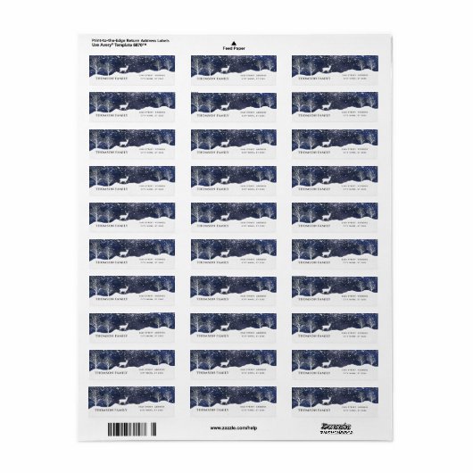 Moderne waterverf Winterbos Etiket (Full Sheet)