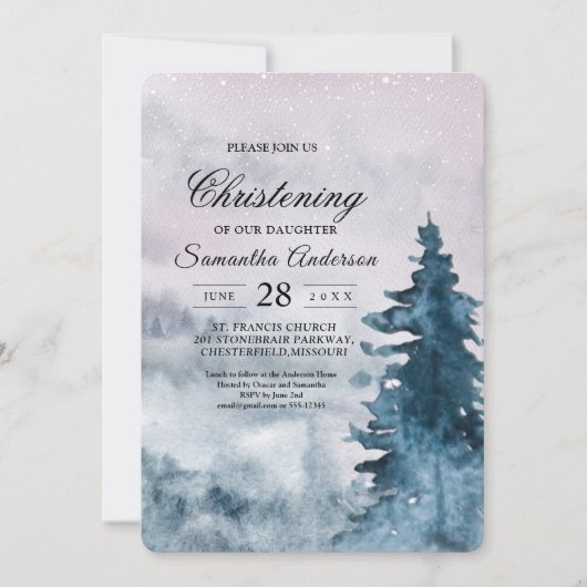 Moderne Waterverf Winterkerstboom Natuur IV Kaart (Voorkant)