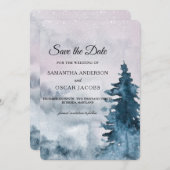 Moderne Waterverf Winterkerstboom Natuur Sav Save The Date (Voorkant / Achterkant)