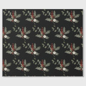 Moderne Waterverf wintermaretak rood groen Cadeaupapier (Vlak)