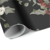 Moderne Waterverf wintermaretak rood groen Cadeaupapier (Rol Hoek)