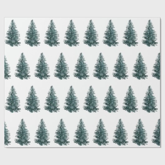 Moderne Waterverf winterpine groene kerstmis Cadeaupapier (Vlak)