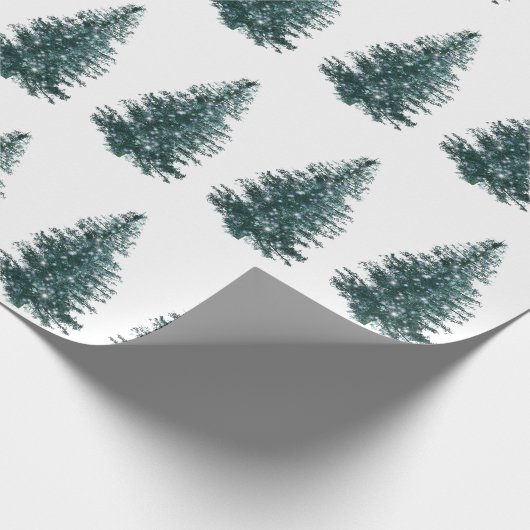 Moderne Waterverf winterpine groene kerstmis Cadeaupapier (Hoek)