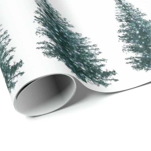 Moderne Waterverf winterpine groene kerstmis Cadeaupapier (Rol Hoek)