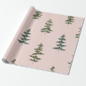 Moderne Waterverf winterpine groene kerstmis Cadeaupapier (Uitgerold)