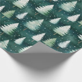 Moderne Waterverf winterpine groene kerstmis Cadeaupapier (Hoek)