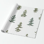 Moderne Waterverf winterpine groene kerstmis Cadeaupapier (Uitgerold)