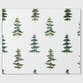 Moderne Waterverf winterpine groene kerstmis Cadeaupapier (Vlak)