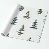 Moderne Waterverf winterpine groene kerstmis Cadeaupapier (Uitgerold)
