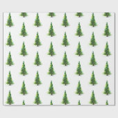 Moderne Waterverf winterpine paarse kerstmis Cadeaupapier (Vlak)