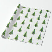 Moderne Waterverf winterpine paarse kerstmis Cadeaupapier (Uitgerold)