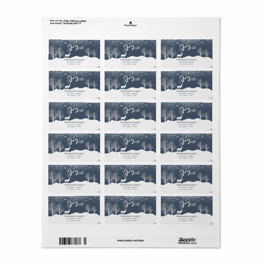 Moderne waterverf Winterscène Joy Holiday Etiket (Full Sheet)