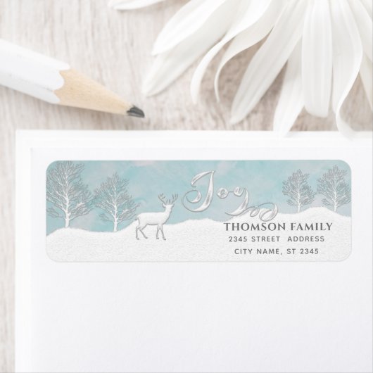 Moderne waterverf Winterscène Joy Holiday Etiket (Insitu)