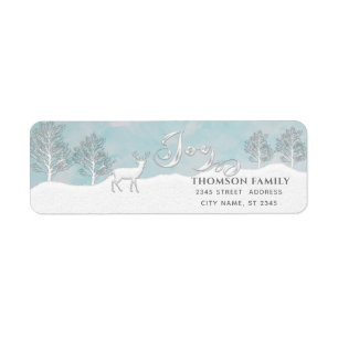 Moderne waterverf Winterscène Joy Holiday Etiket