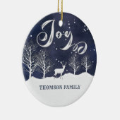 Moderne waterverf Winterscène Joy Holiday Keramisch Ornament (Rechts)