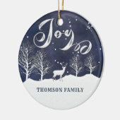 Moderne waterverf Winterscène Joy Holiday Keramisch Ornament (Links)