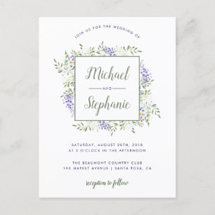 Moderne Waterverf Wisteria Lijst Wedding Uitnodiging Briefkaart