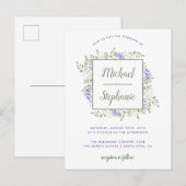 Moderne Waterverf Wisteria Lijst Wedding Uitnodiging Briefkaart (Voorkant / Achterkant)