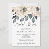 Moderne waterverf witte bloemen bruidsdouche kaart (Voorkant)