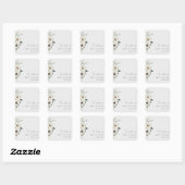 Moderne Waterverf Witte Bloemen Bruiloft Vierkante Sticker (Vel)