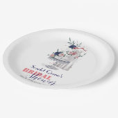 Moderne waterverf witte bruidsjurk met taart papieren bordje (Gekanteld)