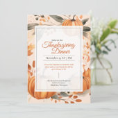 Moderne Waterverf Witte Pompoen Patch Thanksgiving Kaart (Staand voorkant)