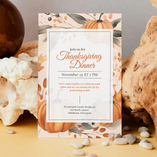 Moderne Waterverf Witte Pompoen Patch Thanksgiving Kaart