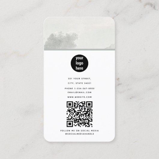 Moderne Waterverf Wolken Retro  Minimaal Visitekaartje (Achterkant)